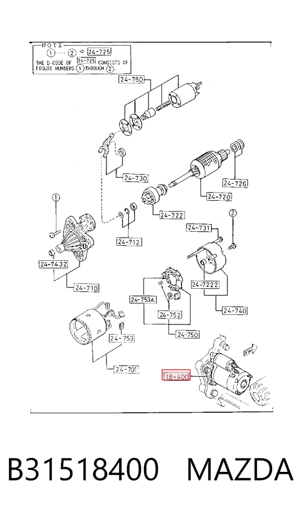 Motor de arranco B31518400 Mazda