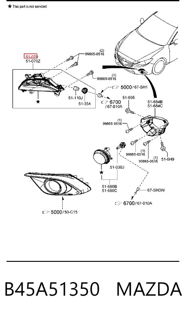 Pisca-pisca direito B45A51350 Mazda
