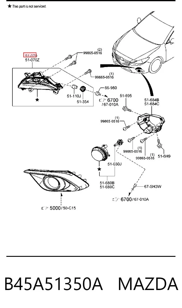 Pisca-pisca direito B45A51350A Mazda