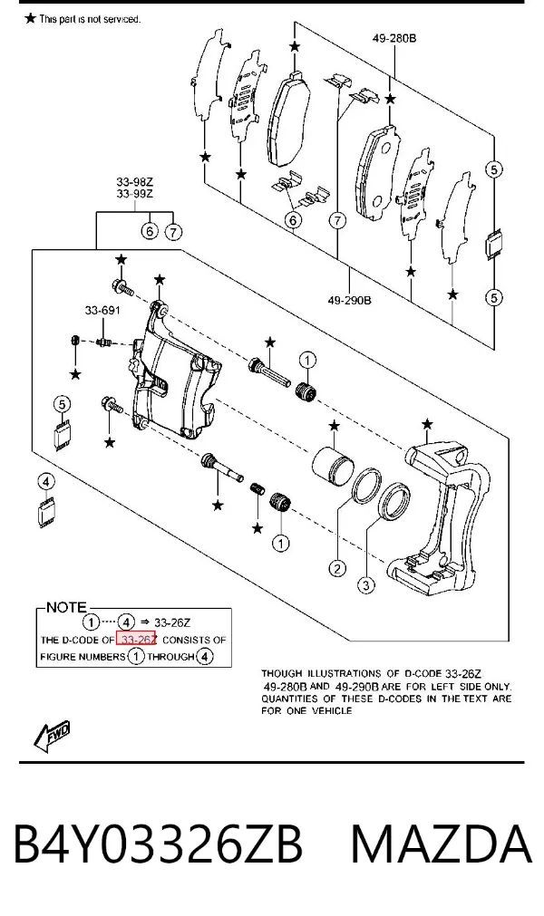 Kit de reparação de suporte do freio dianteiro B4Y03326ZB Mazda