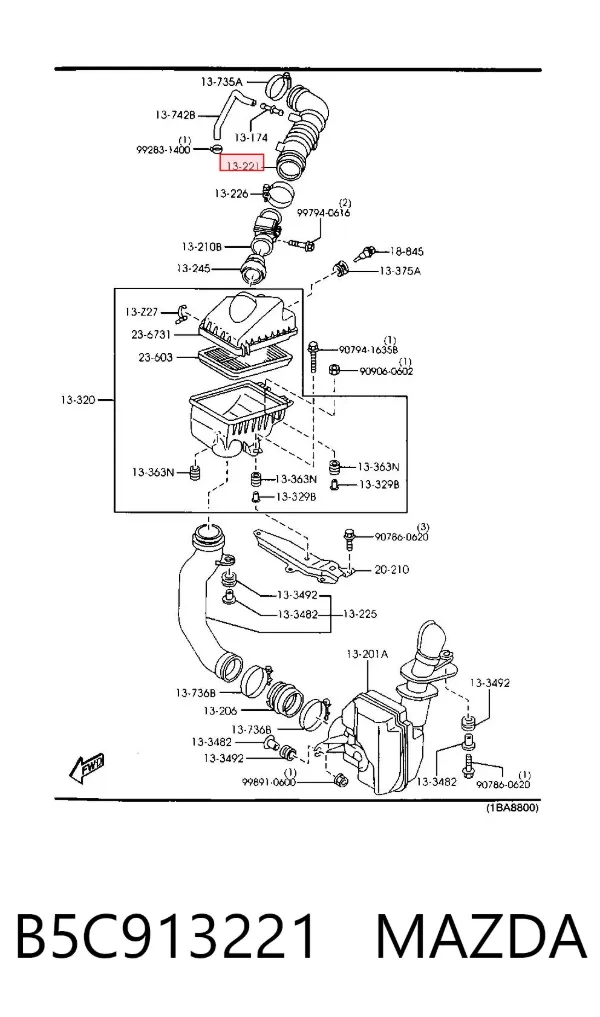 Cano derivado de ar do medidor de consumo do ar Mazda 323 F V