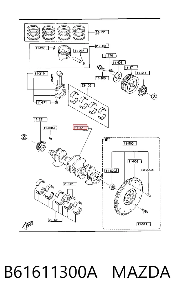 Cambota de motor B61611300A Mazda