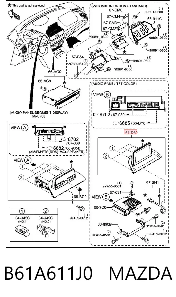 Mostrador multifuncional B61A611J0 Mazda