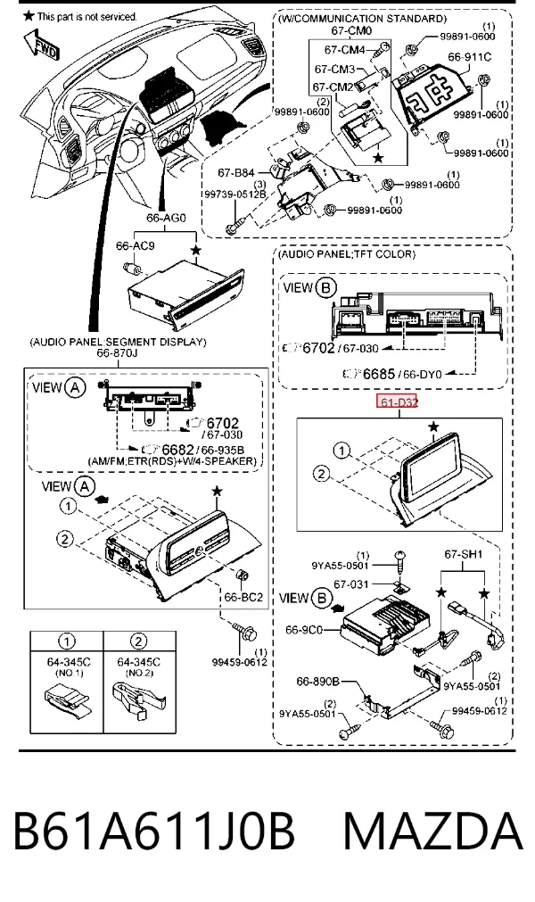 Mostrador multifuncional B61A611J0B Mazda