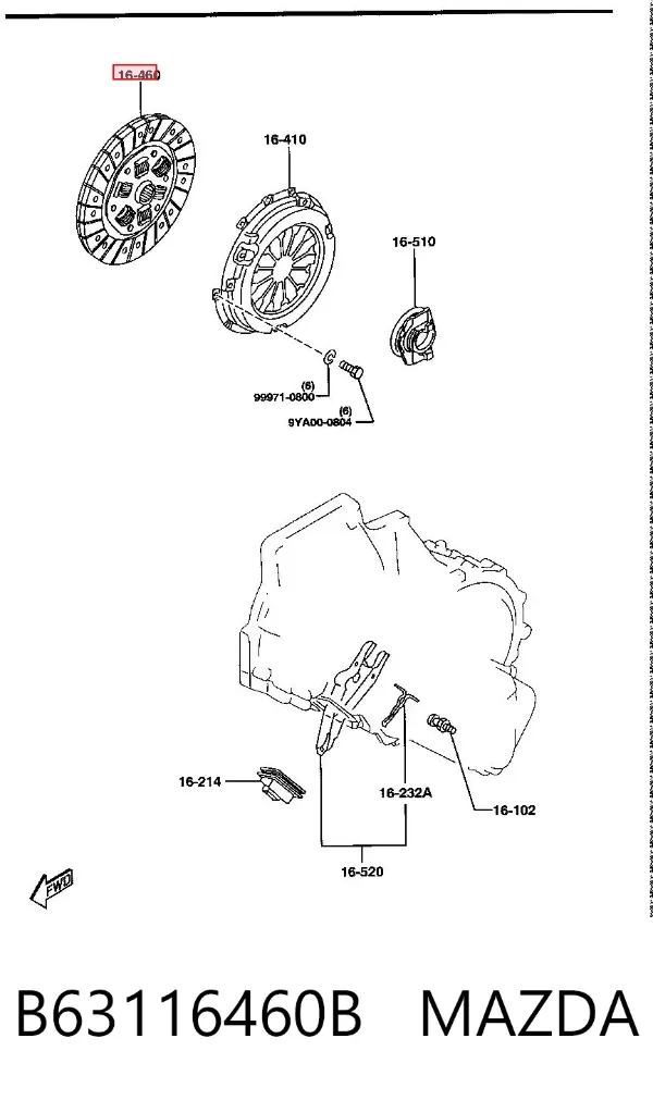 Disco de embraiagem B63116460B Mazda
