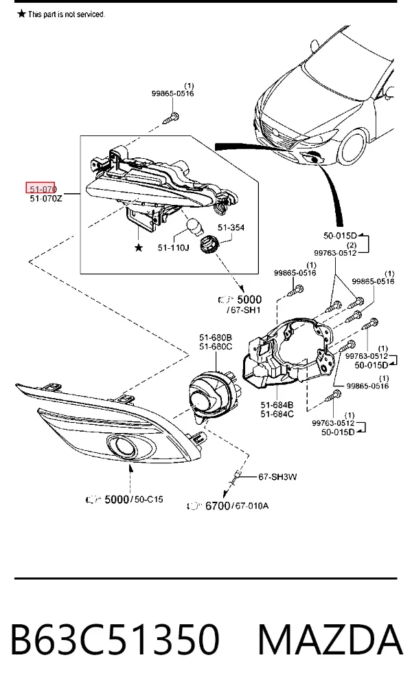 Posição (pisca-pisca) no pára-choque, direita B63C51350 Mazda