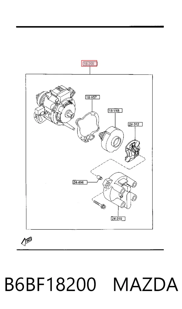 Distribuidor de ignição (distribuidor) B6BF18200 Mazda