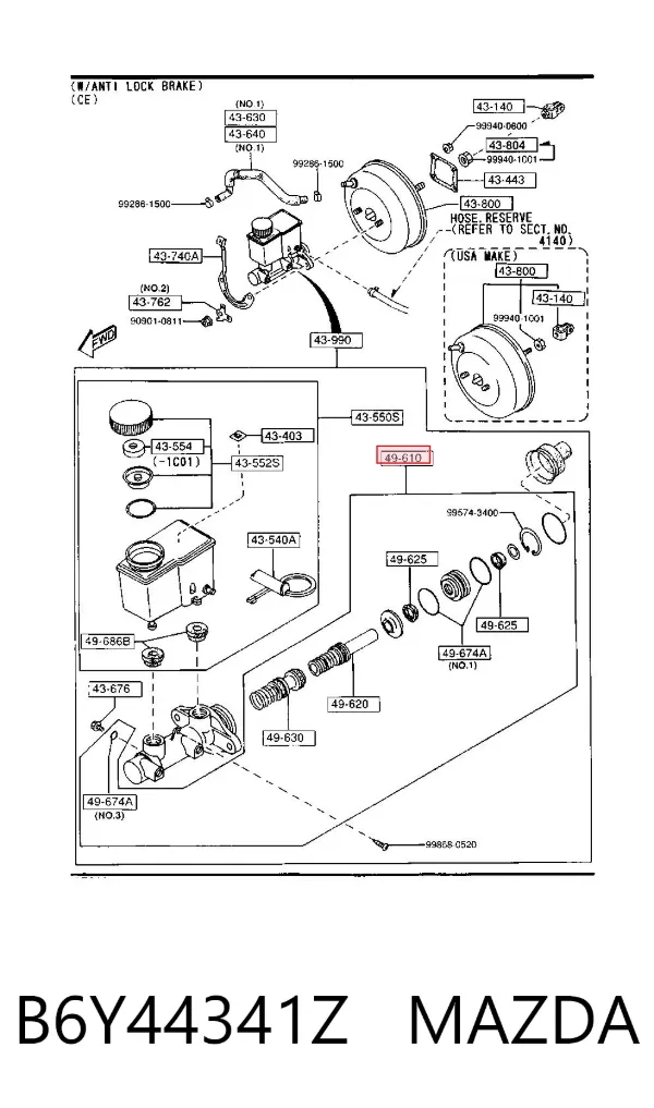 Kit de reparação de cilindro mestre do freio Mazda 626 IV