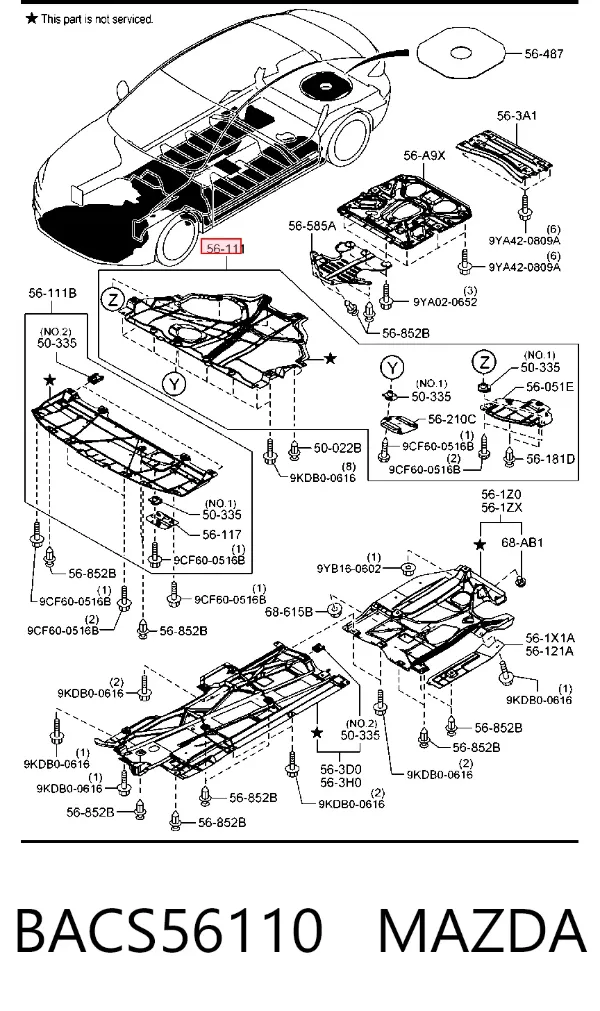 Proteção de motor, de panela (da seção de motor) BACS56110 Mazda