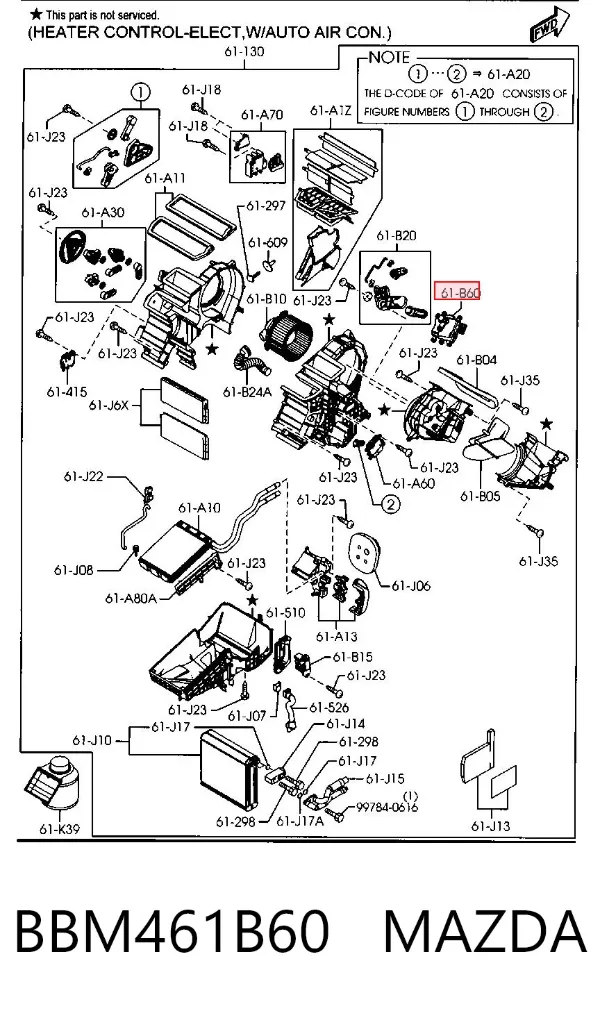 Motor de comporta de recirculação de ar BBM461B60 Mazda