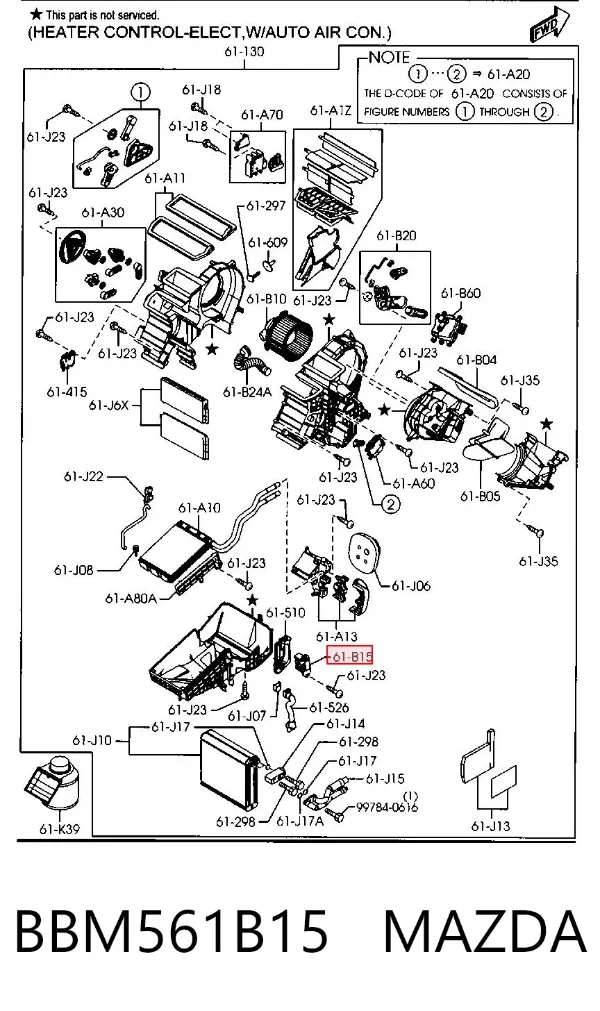 Resistor (resistência) de ventilador de forno (de aquecedor de salão) BBM561B15 Mazda