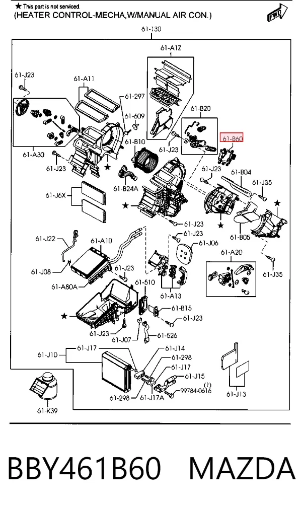 Motor de comporta de recirculação de ar BBY461B60 Mazda