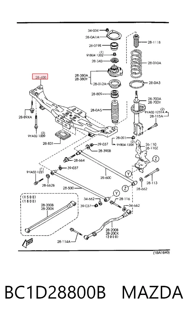 Viga de suspensão traseira (plataforma veicular) Mazda 323 F V
