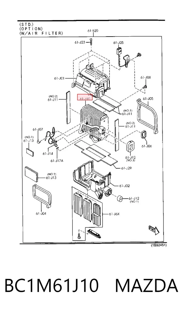 Vaporizador de aparelho de ar condicionado Mazda 323 F V