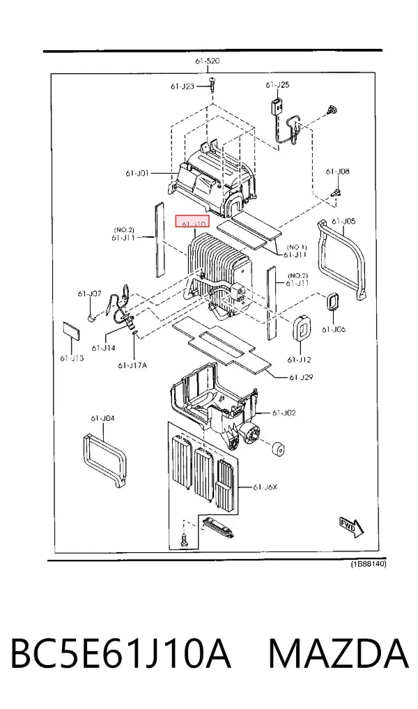 Vaporizador de aparelho de ar condicionado Mazda 323 F VI