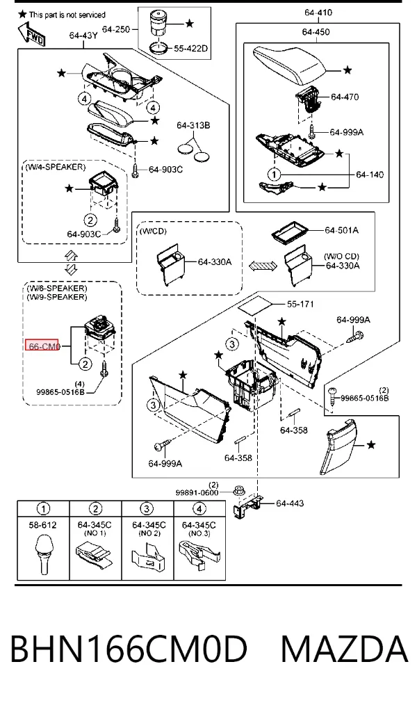 Joystick multifuncional de controlo BHN166CM0D Mazda