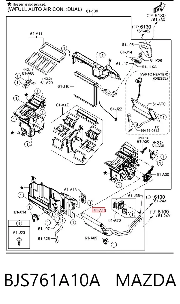 Radiador de forno (de aquecedor) BJS761A10A Mazda