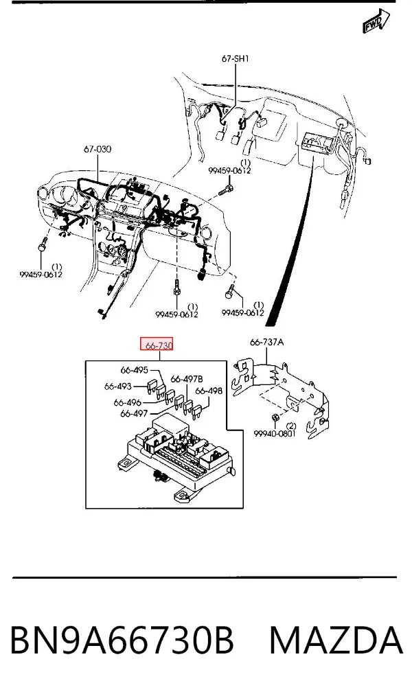 Unidade de dispositivos de segurança Mazda 3 BK12