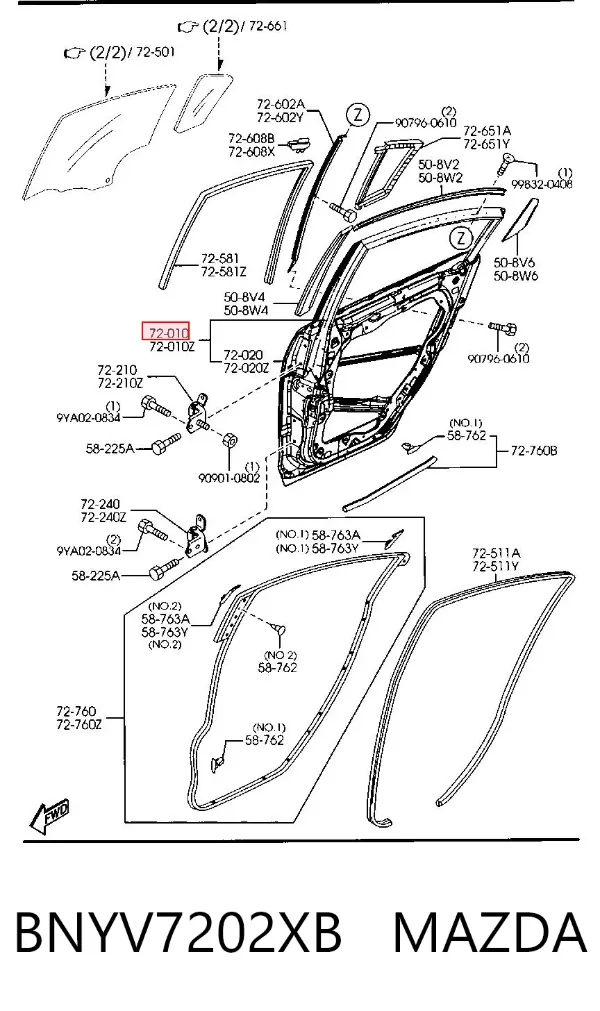 Porta traseira direita BNYV7202XB Mazda