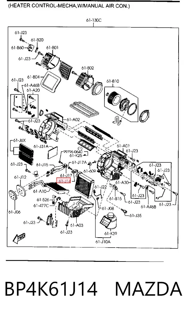 Válvula TRV de aparelho de ar condicionado BP4K61J14 Mazda