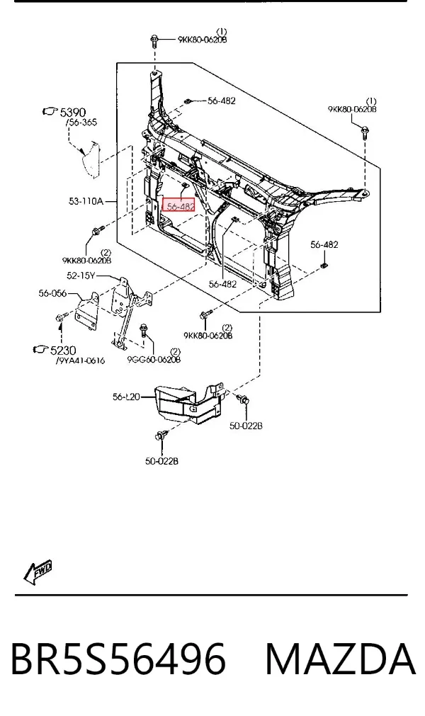 Porca cativa para parafuso auto-roscante BR5S56496 Mazda