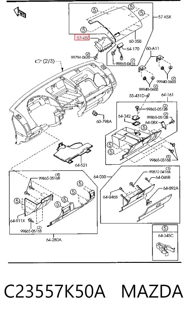 Cinto de segurança (AIRBAG) de passageiro C23557K50A Mazda