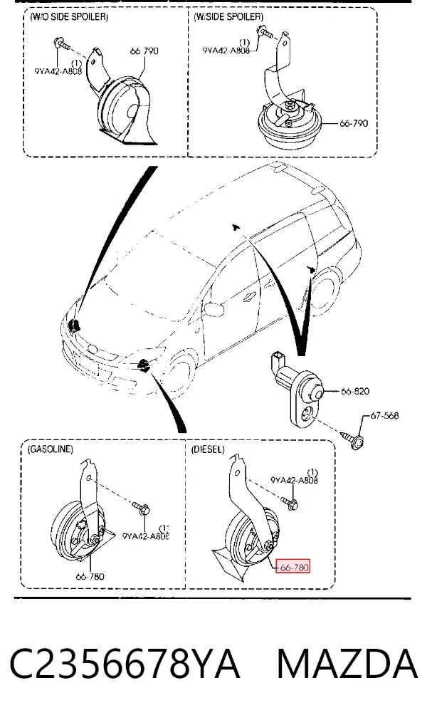 Sinal sonoro (cláxon) C2356678YA Mazda