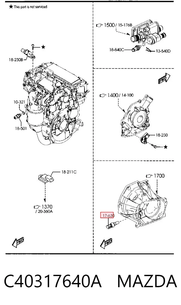 Sensor de ativação das luzes de marcha à ré C40317640A Mazda