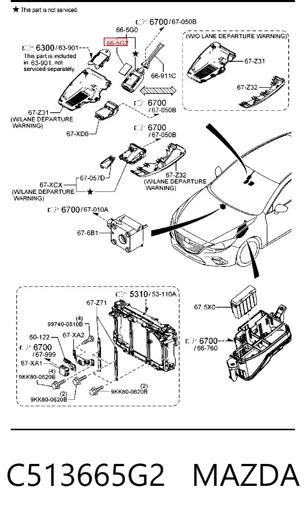 Chapa de sensor de chuva C513665G2 Mazda