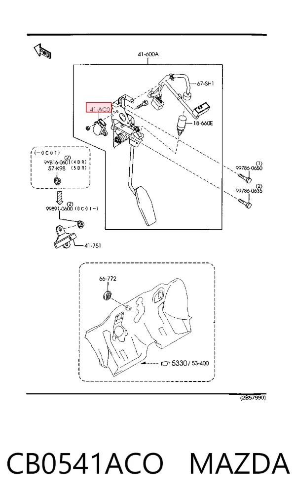 Sensor de posição de pedal de acelerador (de gás) CB0541ACO Mazda