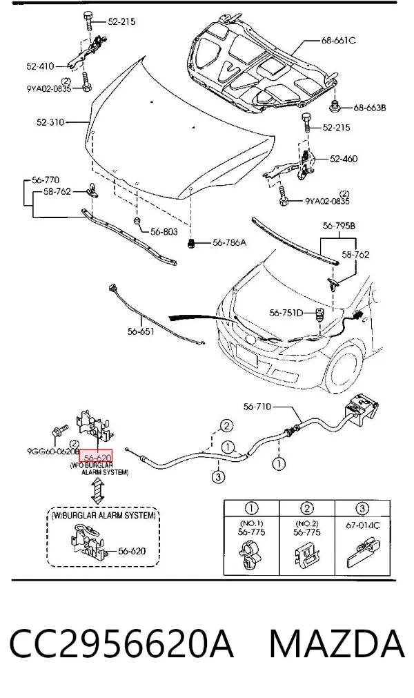 Fecho da capota CC2956620A Mazda