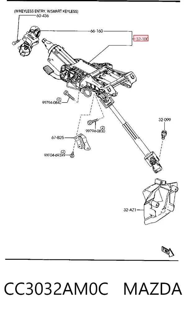 Coluna da direção CC3032AM0C Mazda