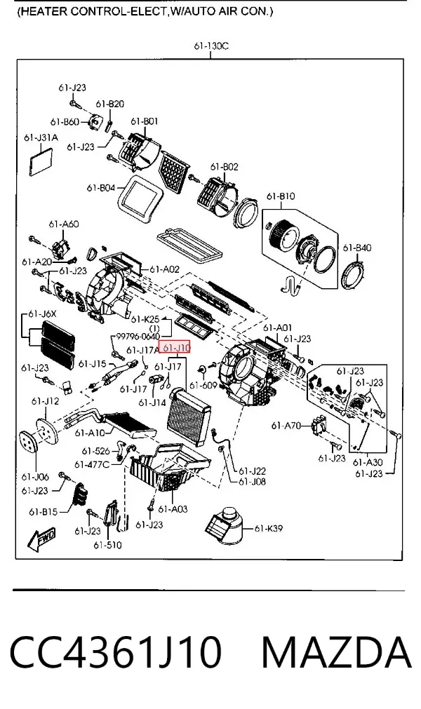 Vaporizador de aparelho de ar condicionado CC4361J10 Mazda