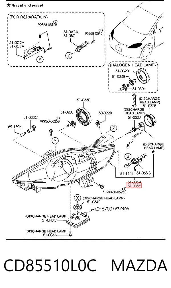 Luz esquerda CD85510L0C Mazda