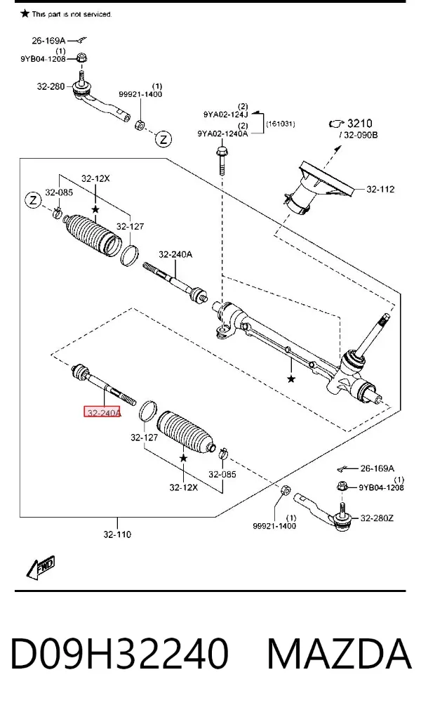 Tração de direção D09H32240 Mazda