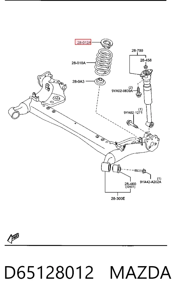 Suporte de amortecedor traseiro D65128012 Mazda