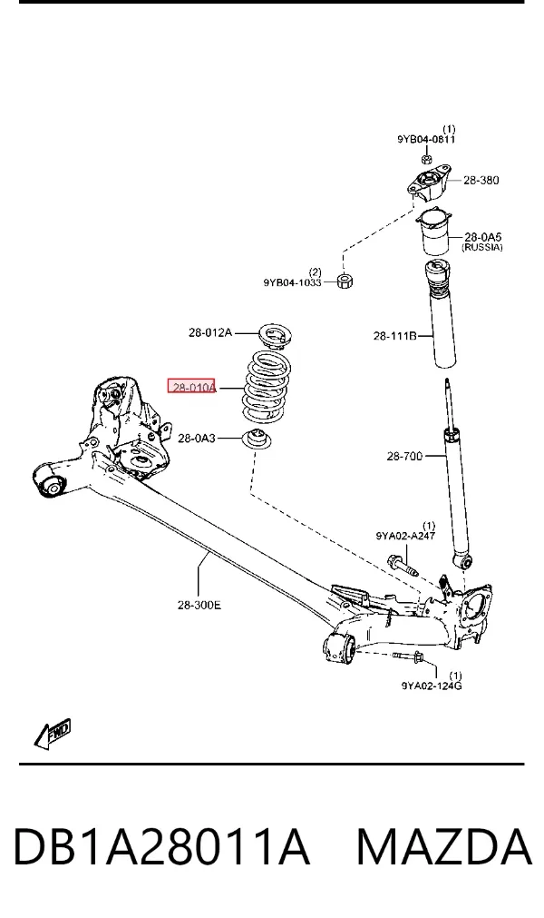 Mola traseira DB1A28011A Mazda