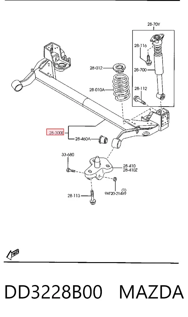 Viga de suspensão traseira (plataforma veicular) Mazda 2 I