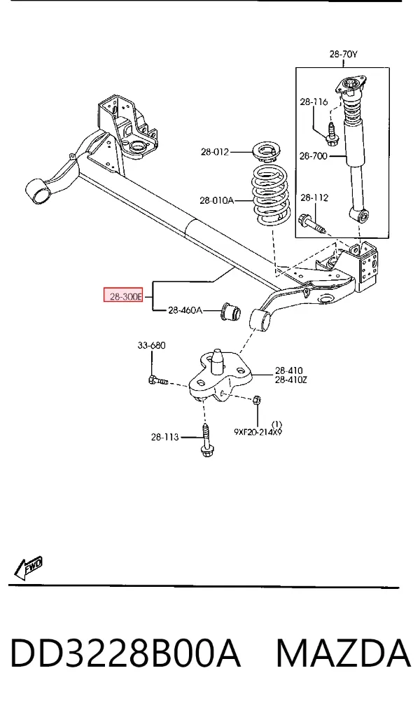 Viga de suspensão traseira (plataforma veicular) DD3228B00A Mazda