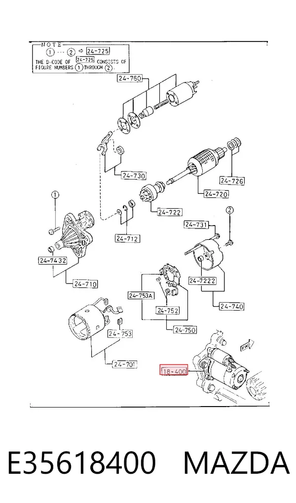 Motor de arranco E35618400 Mazda
