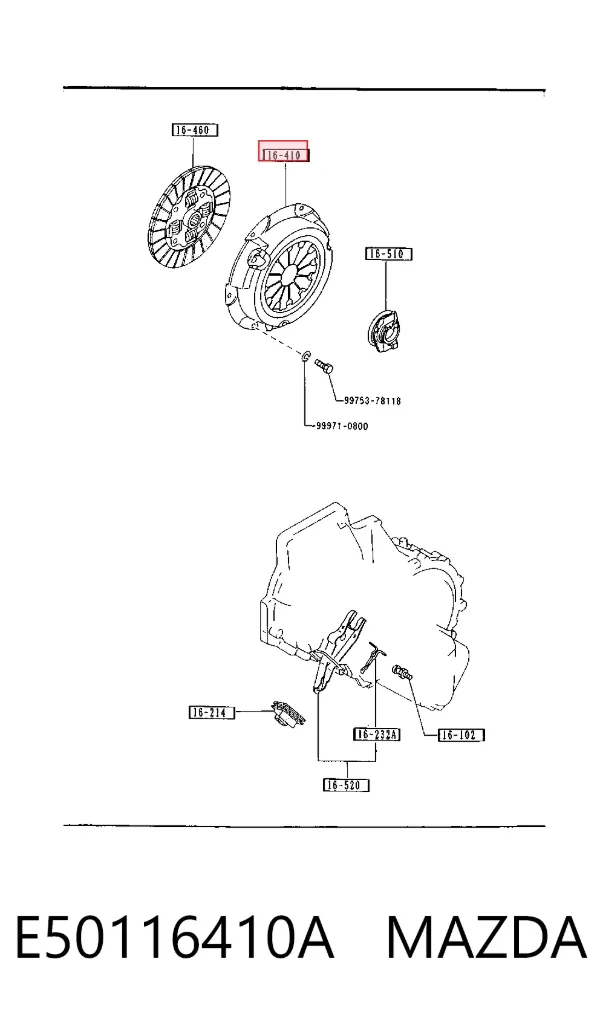 Cesta de embraiagem E50116410A Mazda
