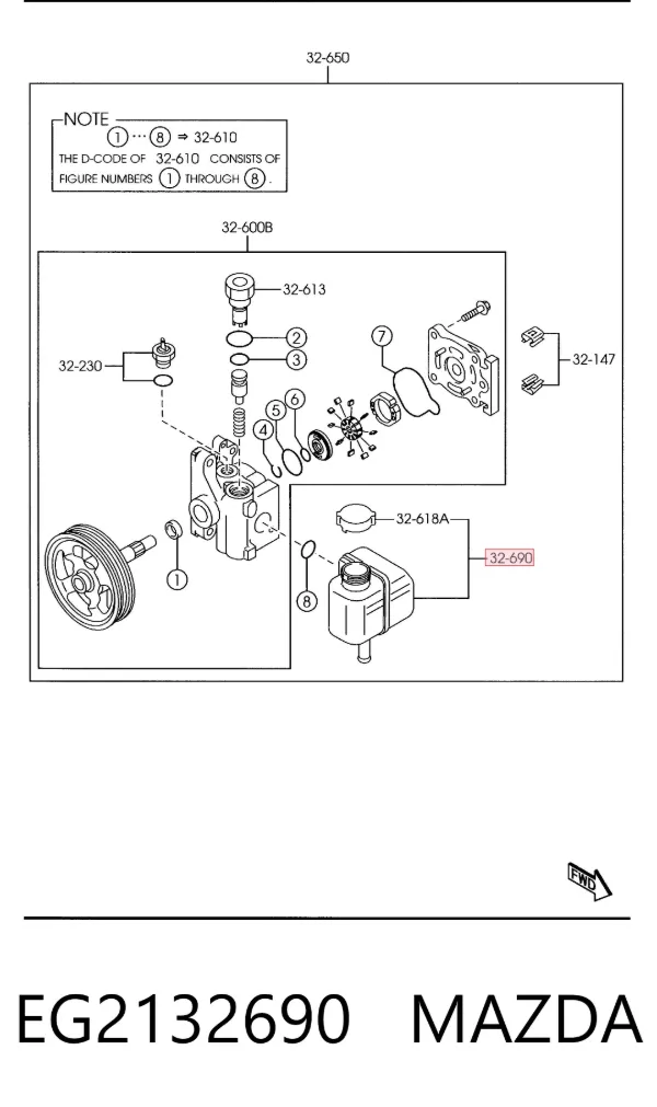 Tanque de bomba da Direção hidrâulica assistida EG2132690 Mazda