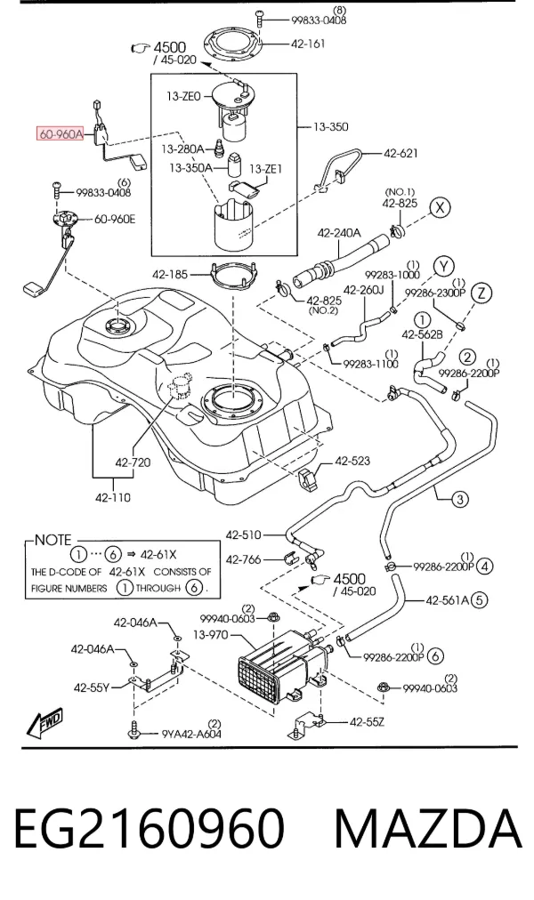 Sensor do nível de combustível no tanque EG2160960 Mazda