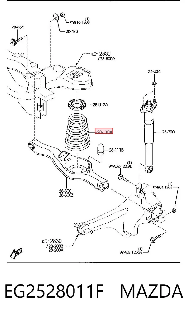 Mola traseira EG2528011F Mazda