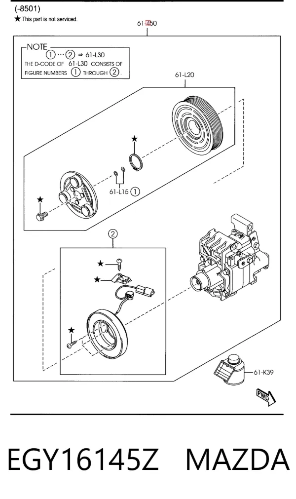 Compressor de aparelho de ar condicionado EGY16145Z Mazda