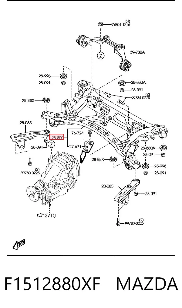 Viga de suspensão traseira (plataforma veicular) Mazda RX-8 SE
