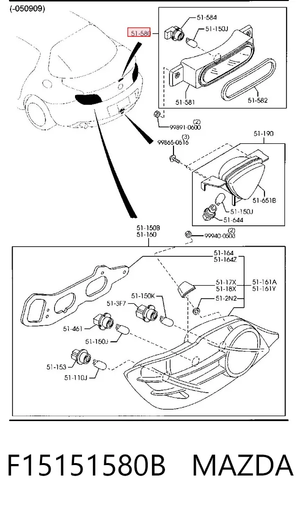 Sinal de parada traseiro adicional Mazda RX-8 SE
