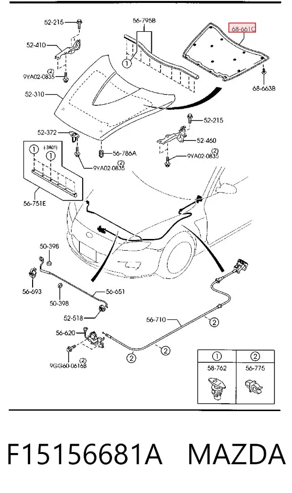 Isolamento de ruído da capota Mazda RX-8 SE
