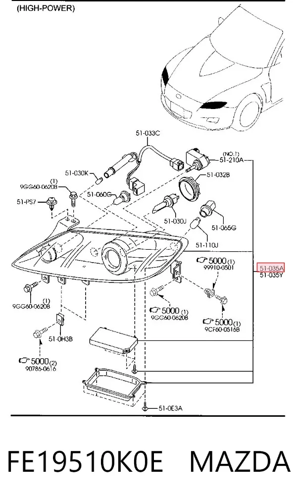 Luz direita FE19510K0E Mazda