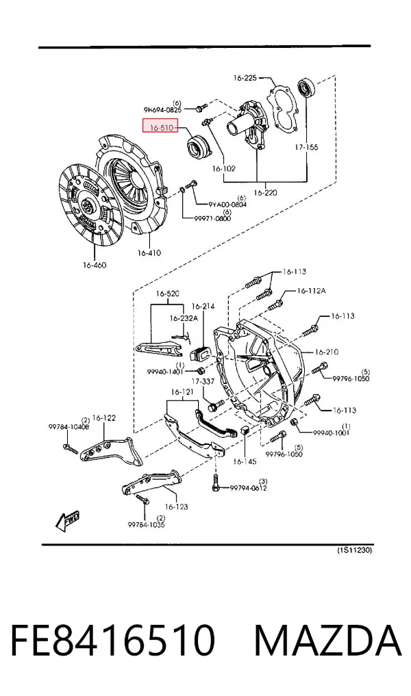 Rolamento de liberação de embraiagem FE8416510 Mazda
